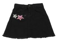 Čierna rifľová sukňa s hviezdičkami s flitrami KOTON KIDS