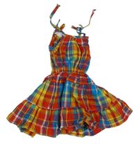 Kockované plátenné letné šaty