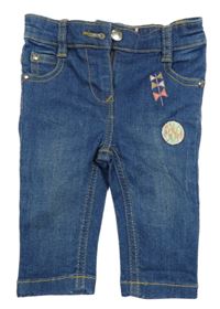 Modré rifle s mašličkami a nášivkou Billieblush