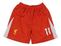 Červeno-bílé sportovní fotbalové kraťasy L.F.C. a číslom