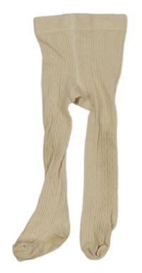 Smotanové rebrované vzorované pančuchy Next