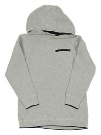 Světlešedý melírovaný žebrovaný svetr s kapsou a kapucí Next