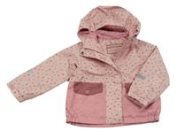 Pudrovo-starorůžová šusťáková jarní bunda s hvězdičkami a kapucí POCOPIANO