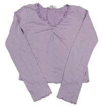 Levandulové mačkané crop tričko s mašličkou H&M