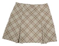Hnedo-světlehnědo-smotanová károvaná sukňa PRIMARK