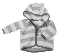 Bielo-šedo/melírovaná pletená prepínaci mikina s kapucňou s uškami H&M