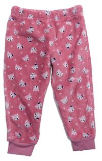 Ružové chlpaté domáceé nohavice s kočičkami Orsolino