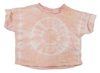 Ružovo-biele batikované crop tričko F&F