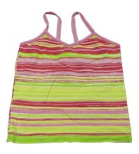 Ružovo-limetkový pruhovaný crop top C&A