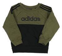 Khaki-černá mikina s nápisem Adidas