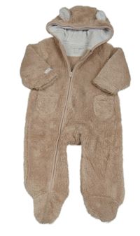 Pudrová chlpatá kombinéza s kapucňou s uškami zn. The Little White Company