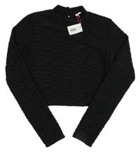 Nové - Čierne vzorované crop tričko Matalan