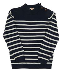 Tmavomodro-biely pruhovaný sveter