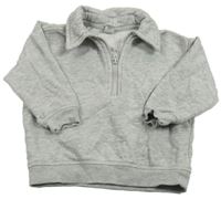 Sivá melírovaná polo mikina s výšivkou Tu