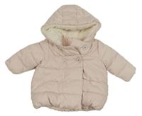 Světlerůžová prošívaná šusťáková zateplená bunda s kapucí Next