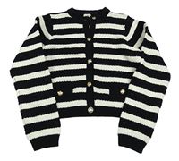 Čierno-biely pruhovaný prepínaci crop sveter F&F