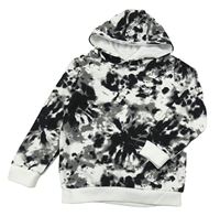 Bielo-čierno-sivá batikovaná mikina s kapucňou Dunnes