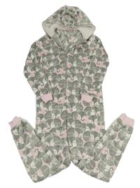 Sivá chlpatá kombinéza s liškami a kapucňou Matalan