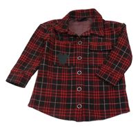 Černo-červeno-bílá kostkovaná košilová bunda s Minnie Disney