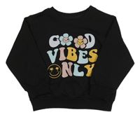 Čierna mikina s nápisom a smajlíkom