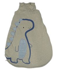 Béžovo-smetanový pruhovaný zateplený spací pytel s dinosaurem George