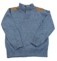 Modrý melírovaný svetr s knoflíky C&A