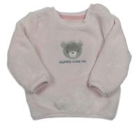 Svetloružová chlpatá mikina s medvěďom Nutmeg