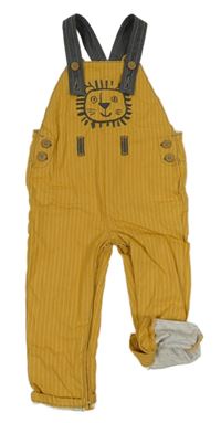 Okrovo-bílé pruhované podšité laclové rifle s lvem Nutmeg