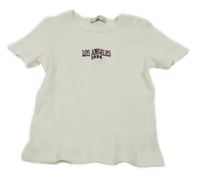 Smotanové rebrované crop tričko s nápisom C&A