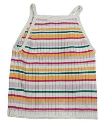 Farebný pruhovaný rebrovaný pletený crop top H&M
