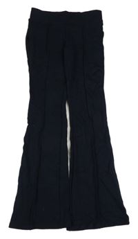 Tmavomodré teplákové flare kalhoty H&M