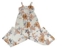 Smotanový kvetovaný culottes overal Shein