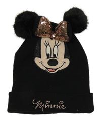 Čierna čapica s Minnie a bambulemi H&M vel.128-146