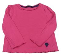 Ružové rebrované tričko s výšivkou kvetiny George