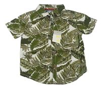 Khaki-bílá košile s listy Primark
