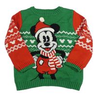 Zeleno-červený vzorovaný sveter s Minnie zn. Disney