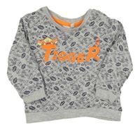 Sivá vzorovaná mikina s nápisom a tigrom zn. Disney