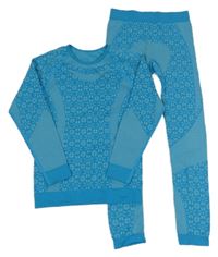 2 set - modré vzorované thermo triko + thermo kalhoty Crivit