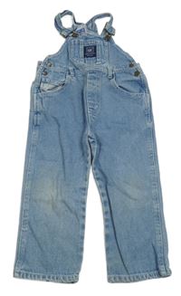 Světlemodré laclové rifle s kapsou a nášivkou Topolino