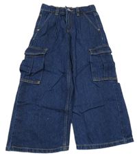 Tmavomodré široké rifle s kapsami Zara