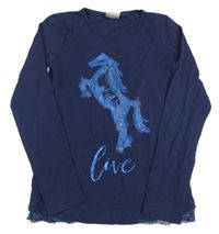 Tmavomodré triko s koněm Yigga