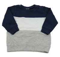 Tmavomodro-bielo-sivá mikina H&M