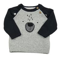 Sivo-tmavomodrý ľahký sveter s ňufáčikom  F&F