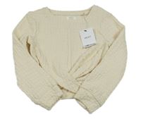 Nové - smetanové vzorované crop triko Next