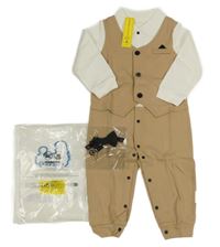 Nové - béžovo-bílý společenský overal s vestičkou + límeček 