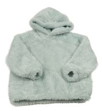 Světlemodrá chlupatá mikina s kapucí 