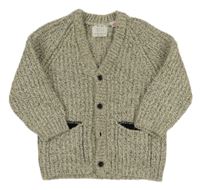 Béžovo-černý melírovaný propínací svetr Zara