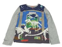 Sivo-modré tričko s dinosaurami Mini Boden