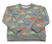 Sivá mikina s farebnymi dinosaurami