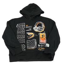 Čierna mikina s potlačou a kapucňou C&A